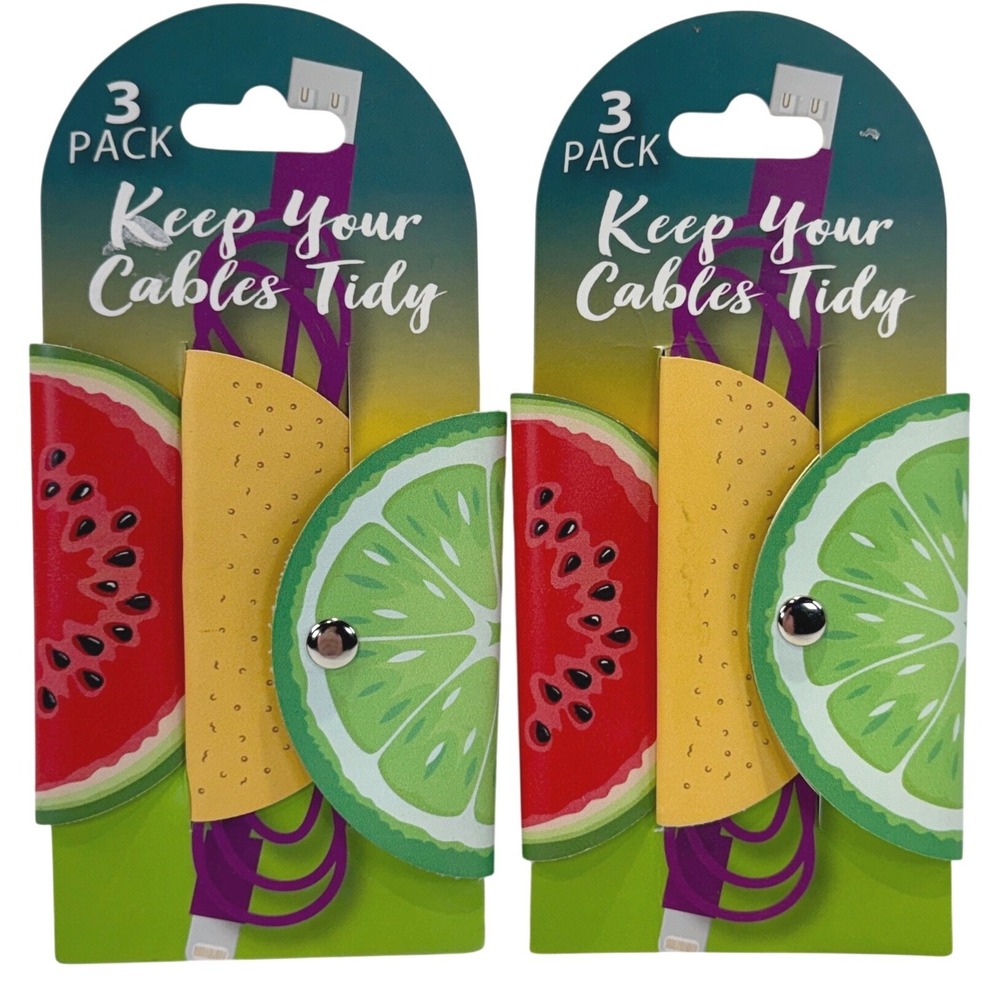 Solaray Fruit Cable Wrap 3-Pack Set of 2 Cord Organizers 1147B2 - Picture 1 of 4